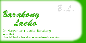 barakony lacko business card